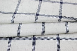 Рогожка Темная серо-синяя клетка (6.5*6.5см) на белом, ш.1.5м, хлопок-100%, 160гр/м.кв - Купава фото 5