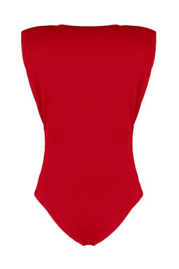 K?rm?z? Vatkal? Kruvaze Yaka Esnek C?tc?tl? Orme Body TWOSS23BD00007