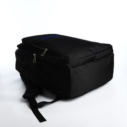 Рюкзак молодёжный из текстиля, 2 отдела на молнии, 4 кармана, цвет чёрный/синий - Simaland фото 3