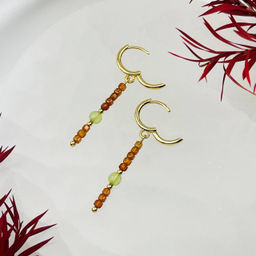 Серьги длинные из Граната "Спессартин" и Хризолита