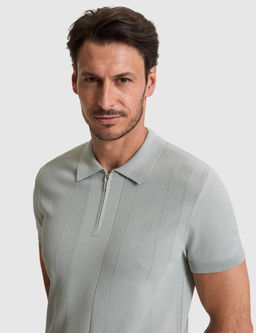 Koyu Mint Slim Fit Polo Yaka Fermuarl_ Triko Ti__rt