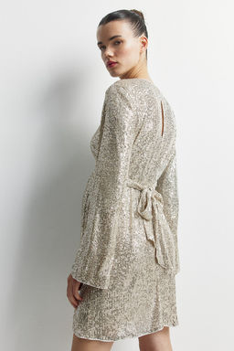 MAMA Vestido de lentejuelas con cinturon de anudar - H&m фото 4