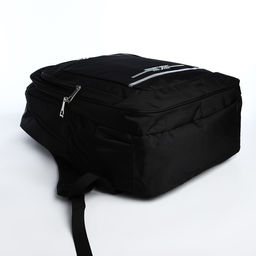 Рюкзак молодёжный из текстиля, 2 отдела на молнии, 4 кармана, цвет чёрный/синий - Simaland фото 3