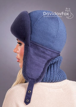 Ушанка норка трикотаж байкал - Davidovfox фото 3