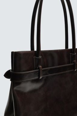BOLSO SHOPPER PIEL CINTUR?N / Marr?n - Zara фото 7
