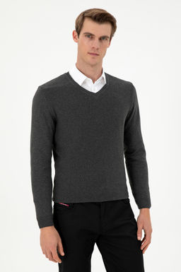 Мужской базовый свитер антрацитового меланжа - U.s. polo assn фото 3