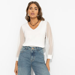 Блуза комбинированная, Попала в сказку (lactic) - Charutti фото 6