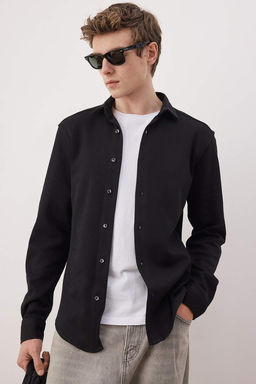 Siyah Regular Erkek Gomlek TMNAW26GO00019 - Trendyolmilla фото 11