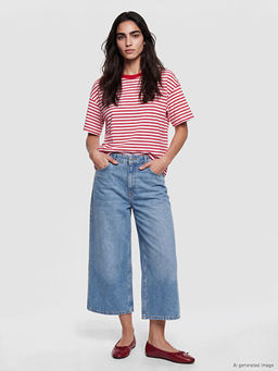 ?izgili Oversize %100 Pamuklu Kad?n Ti??rt - Waikiki фото 2