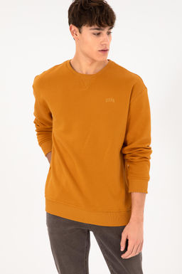 Мужской горчичный базовый свитшот Неожиданная скидка в корзине