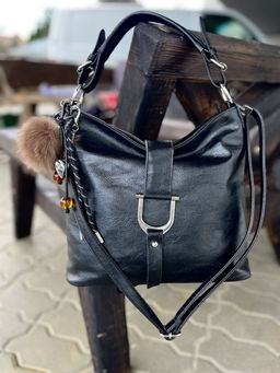 Женская сумка хобо из эко кожи 007 Черный