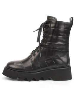 01-C1110-1 BLACK Ботинки демисезонные женские (натуральная кожа, байка)