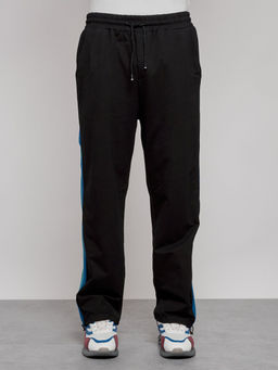 Широкие спортивные штаны трикотажные мужские черного цвета 12903Ch - Mtforce фото 14