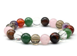 Браслет шарик 10мм из самоцветов Радуга камня