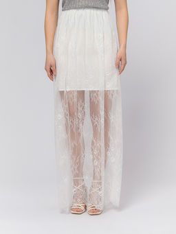 Юбка кружевная белого цвета длины макси - 1001dress фото 4