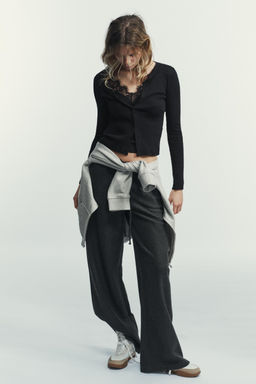 CHAQUETA TOP COMBINADA ENCAJE / Negro