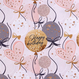 Цена за 10 шт. Бумага упаковочная глянцевая двухсторонняя «С днем рождения», 50 х 70 см