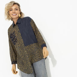 Рубашка асимметричного кроя Жемчужина образа (green) - Charutti фото 6