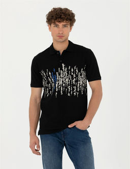 Siyah Slim Fit Polo Yaka Ti__rt