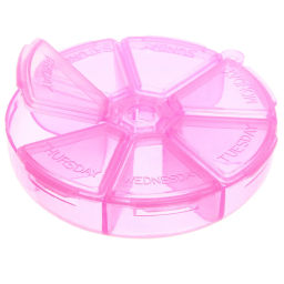 Цена за 12 шт. Таблетница - органайзер 7 ячеек "VOSTOKDOM", микс три цвета, 7*7*2см