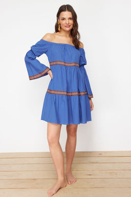 Saks Mini Dokuma F?rf?rl? Plaj Elbisesi TBESS24EL00090 - Trendyolmilla фото 2