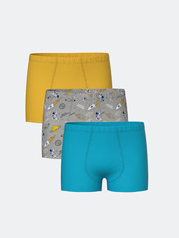Bask?l? Erkek ?ocuk Boxer 3l?