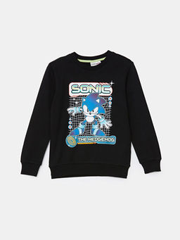 Bisiklet Yaka Sonic Bask?l? Uzun Kollu Erkek ?ocuk Ti??rt