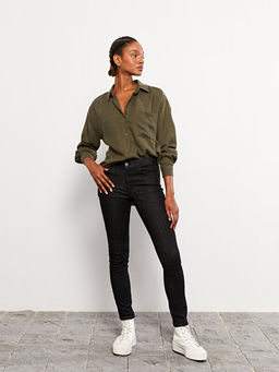 Kad?n Slim Fit D?z Jean Pantolon