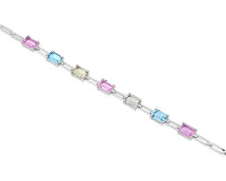 Браслет, зеленый аметист , морганит , топаз, Кален