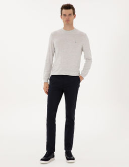 Lacivert Slim Fit Kanvas Pantolon