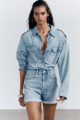 HIGH-WAIST MOM FIT TRF BERMUDA SHORTS - Zara фото 24