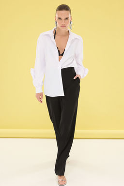 TRENDYOLMILLA Beyaz Gul Detayl? Poplin Dokuma S?k Gomlek TPRSS25GO00002  фото 3