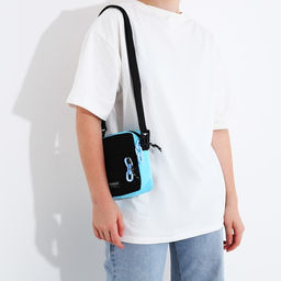 Сумка молодёжная на молнии, 1 наружный карман, цвет чёрный/голубой - Simaland фото 7