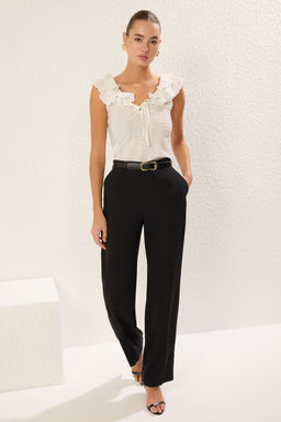 Siyah Fitted/Vucuda Oturan Buzgu/Drape Detayl? Esnek Orme Bluz TWOSS25BZ00274 - Trendyolmilla фото 6