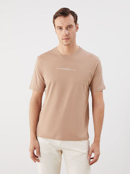 Bisiklet Yaka Bask?l? Penye Erkek Ti??rt