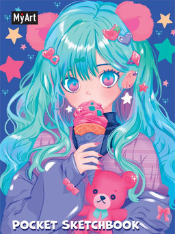 Скетчбук 104*146мм, 48л., тв. обл.. "Мой мишка" (10076-8, MyArt) матовая ламинация, выб. лак, резинка