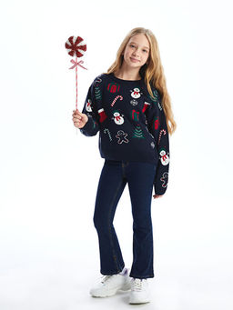 Bisiklet Yaka Y?lba?? Temal? K?z ?ocuk Triko Kazak - Waikiki фото 4