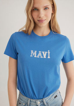 Mavi Bask?l? Mavi Tisort