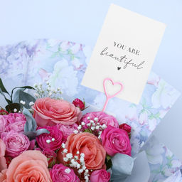 Цена за 80 шт. Держатель для открытки букет Персиковый, 34см