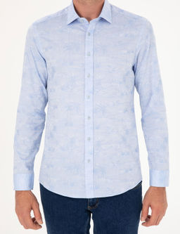 Голубая зауженная рубашка с длинным рукавом - Cacharel фото 6