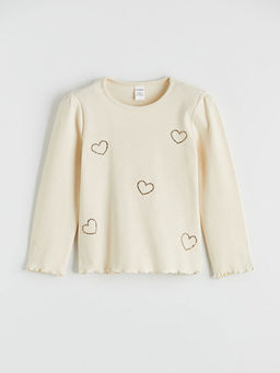 Kalp Bask?l? K?z ?ocuk Bluz ve Tayt Pantolon