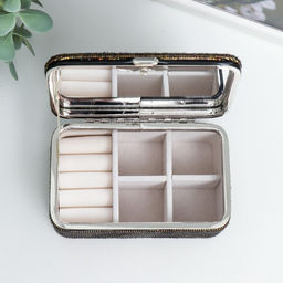 Шкатулка кожзам для украшений Мелкие квадратики. Шоколад 6х7х12 см - Simaland фото 3