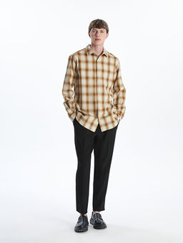 Regular Fit Uzun Kollu Ekose Gabardin Erkek G?mlek