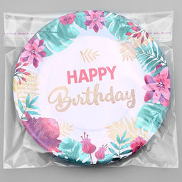 Цена за 10 шт. Тарелка бумажная Happy birthday, 18 см - Страна карнавалия фото 4