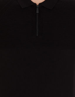 Siyah Slim Fit Fermuarl_ Polo Yaka Triko Kazak - Pierre cardin фото 6