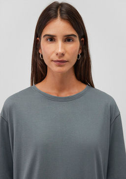Gri Modal Basic Tisort - Mavi фото 6