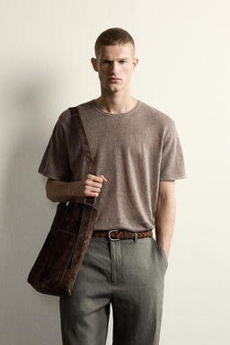 CAMISETA PUNTO RELAXED FIT 100% LINO / Marr?n / Topo - Zara фото 2