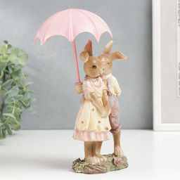 Фигурка полистоун «Зайчики под зонтом: романтика», 19.5/16×5.5×9 см