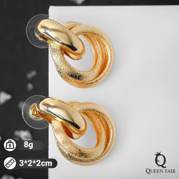 Серьги металл Фьюче круги плетения, цвет золото