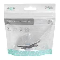 Соска - пустышка силиконовая ортодонтическая M&B «Слоник», от 0 мес., с колпачком, черный